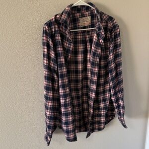 Jachs Navy and Red Plaid Long Sleeve Shirt